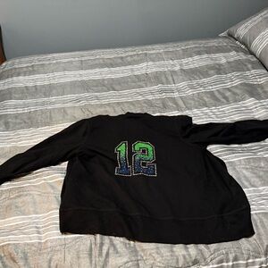 Black Sweater with Green and Blue Design